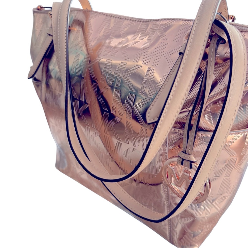 Michael Kors  Metallic Rose Gold  Monogram Bag with Matching Wallet/Wristlet